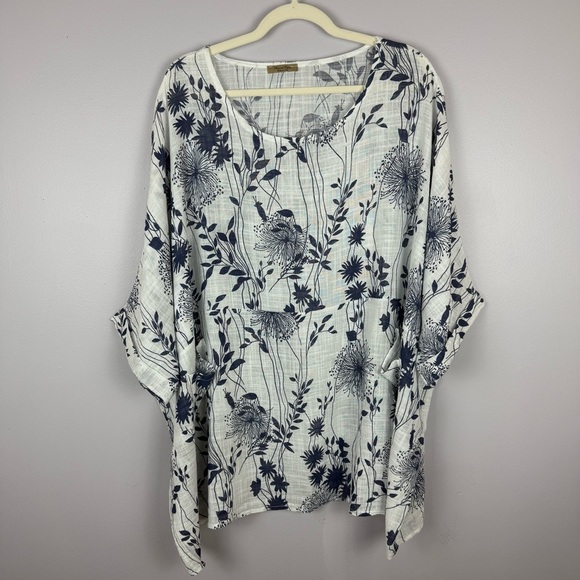 Beyond Capri Blue White Short Sleeve Boxy Tunic One Size - Picture 2 of 10